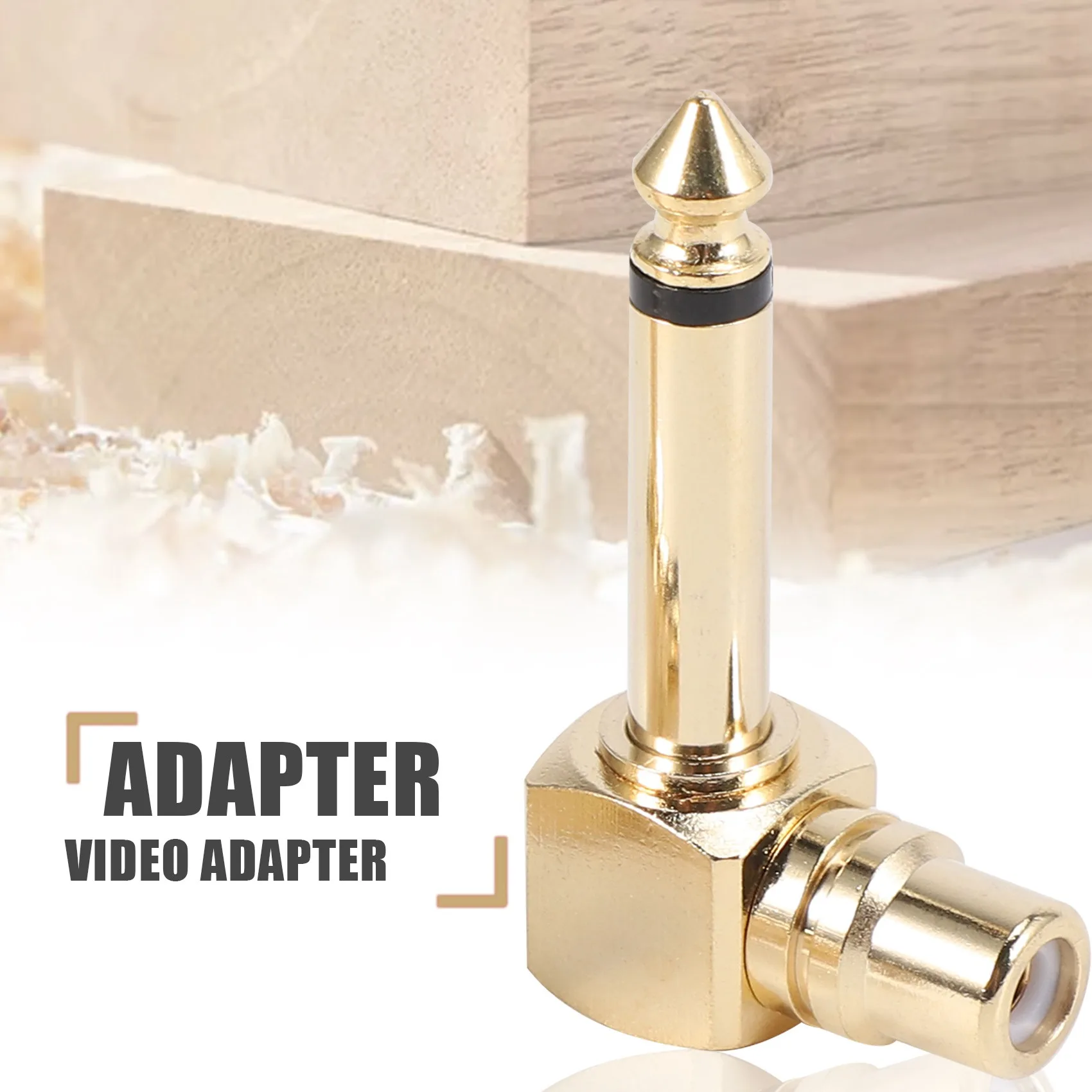 2-PACK Female Jack to 1/4 inch Mono Male Plug Right Angle Audio Adapter,gold