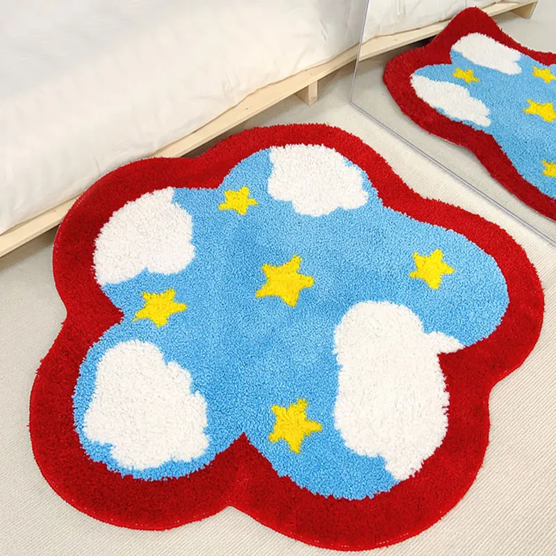 

Cute Star Carpet In The Bedroom, Furry Mat, Irregular Clouds Bedroom Rug, Carpet For Nursery, Mat For Children, Cute Room Decor