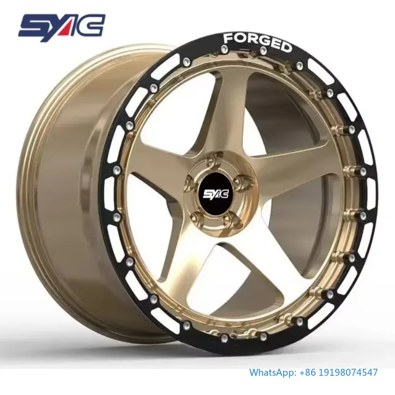 

Gold Custom Five-spoke 6061 Aluminum Alloy Passenger Car Wheels with Beadlock Design 18-22 Inch