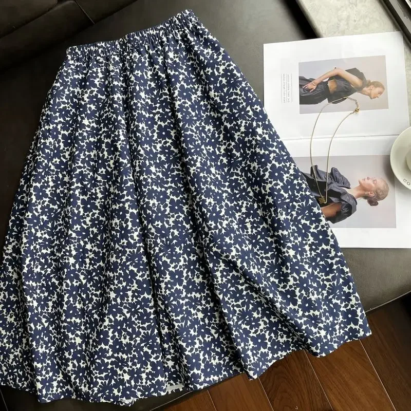 

Femme Popularity All Match Elegant Fashion Printing Vintage Elegant Casual New Floral Slimming Half Skirt Women's Skirt