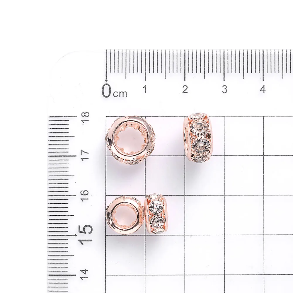 10pcs/Lot 10/12mm Round Circle Spacer Beads Loose Crystal Big Hole Beads For Making Bracelet Necklace DIY Accessories