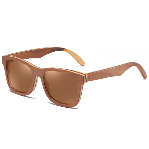 Imagen 2 del producto GM-gafas de sol marrones de madera para monopatín, lentes de espejo polarizadas, gafas de sol de bambú para hombres y mujeres, envío directo, S832