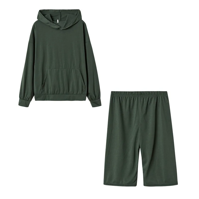 Women Fleece Two Piece Sets Elegant Solid Color Oversized Warm Hoodies and Long Pant Sports Suit Autumn Winter Tracksuit