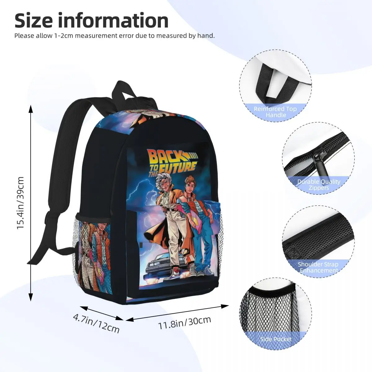 Back To The Future Backpack Student Boys Girls BookBag Men Women School Bag Laptop Shoulder Bags