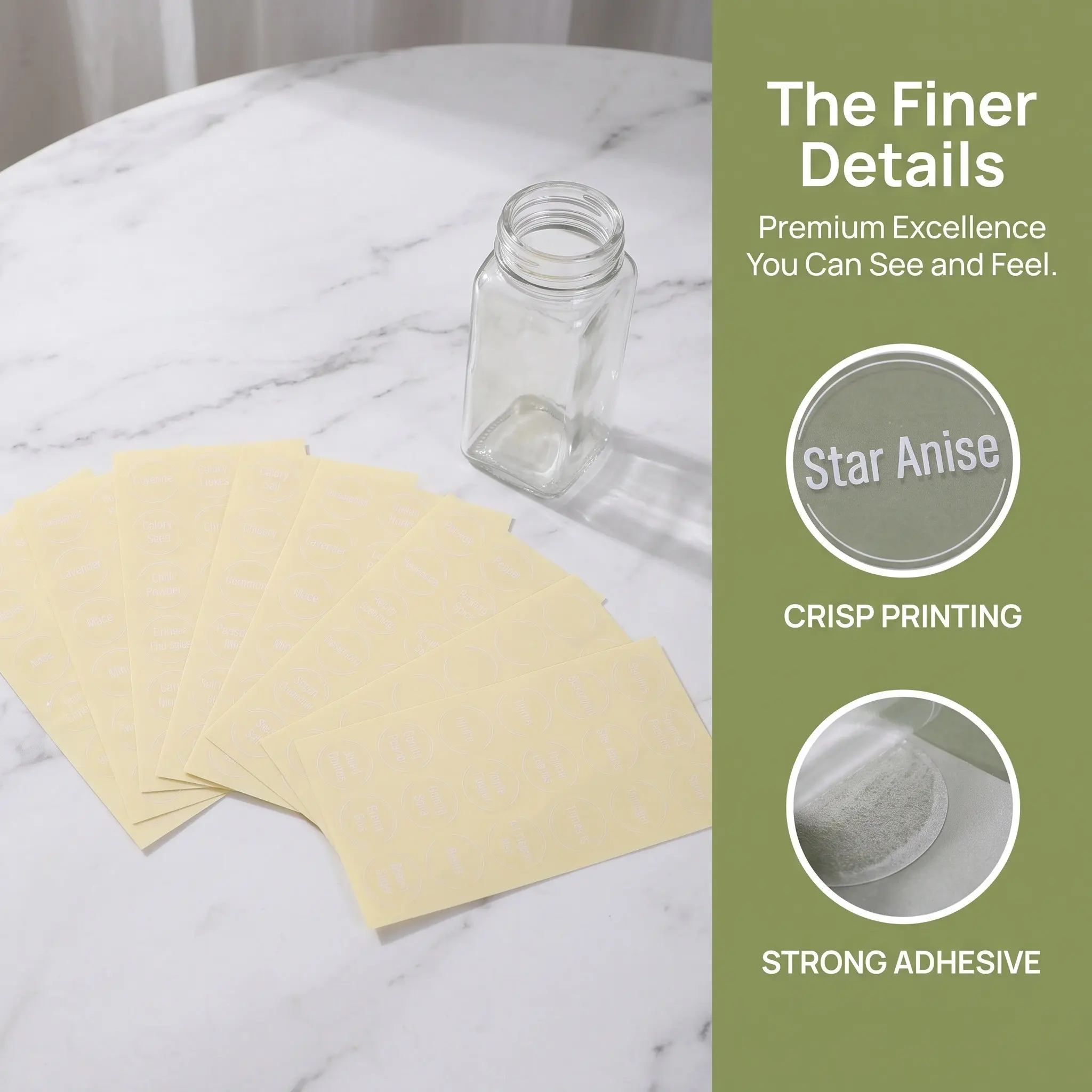 2Sets Round Waterproof Spice Stickers Preprinted Blank Transparent Self Adhesive Kitchen Herb Seasoning Glass Jar Pantry