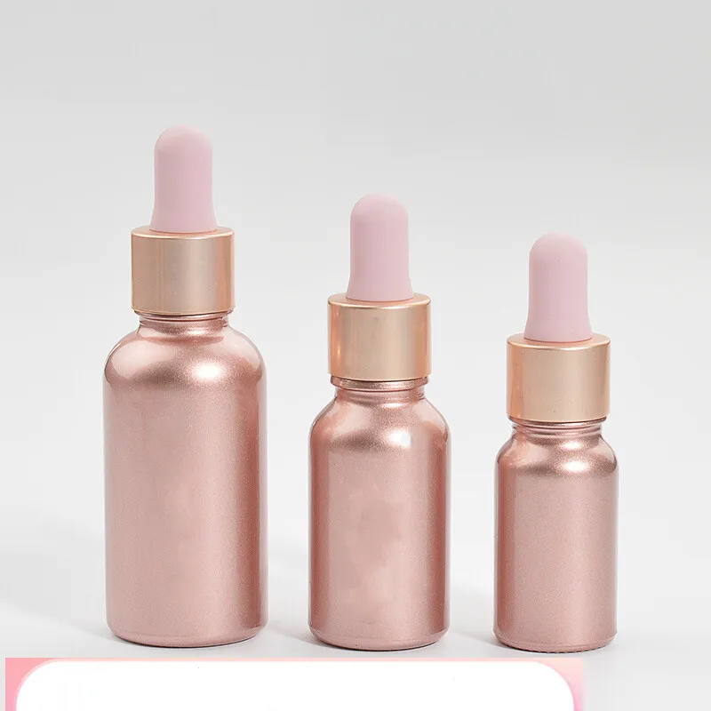 

Wholesale Glass Tubes Dropper Bottle Aromatherapy Liquid for Essential Massage Oil Pipette Rose Gold 10-50ML Refillable Bottles