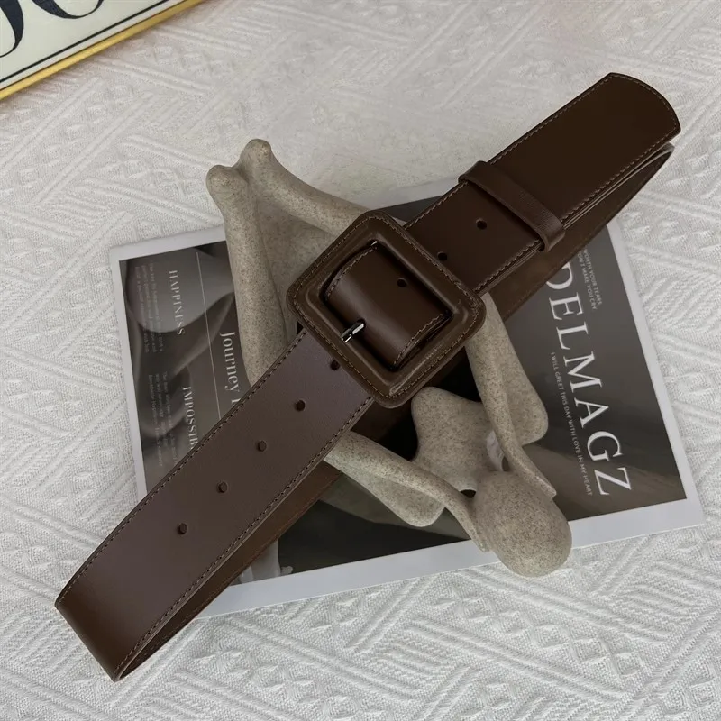 Women's Vintage Genuine Leather Corset Female Cummerbund Coat Waistband Dress Decration Wide Belt J810