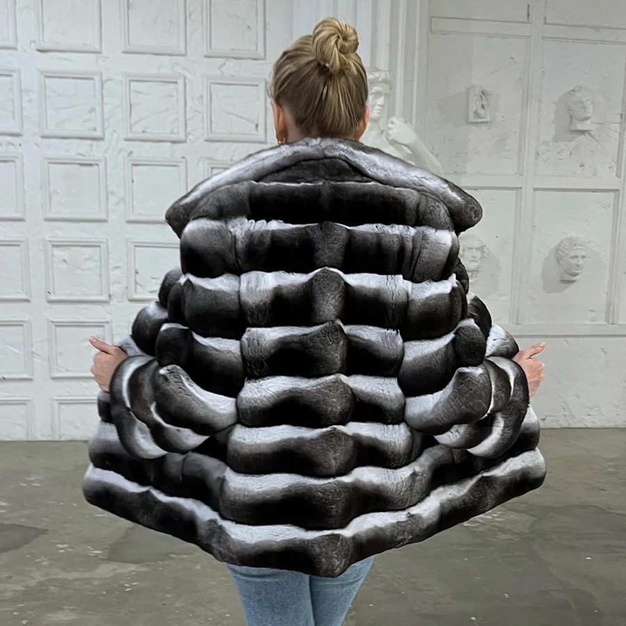 Echt Kaninchen Pelzmantel Frauen Winter Kleidung Frauen Natürliche Rex Kaninchen Pelz Jacke Neue Stil Mode