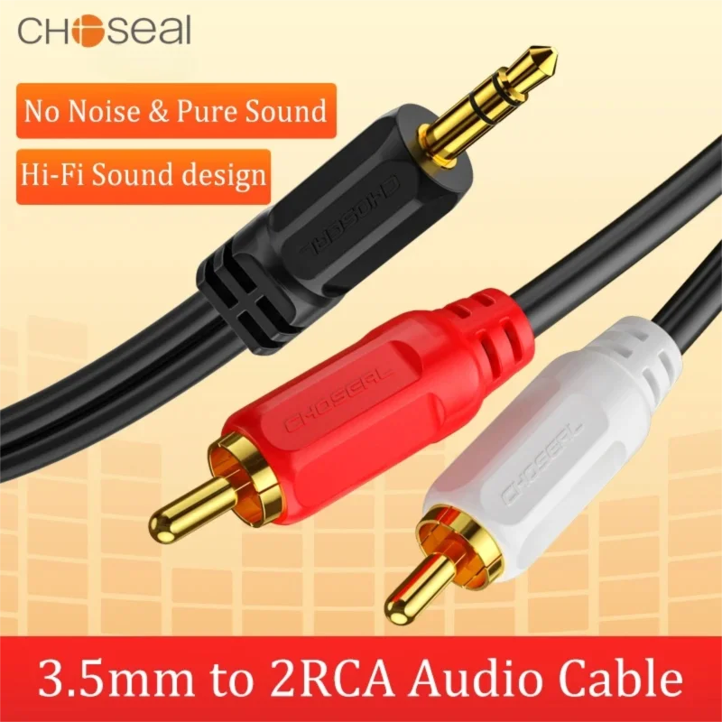 CHOSEAL RCA to 3.5mm Cable 2RCA Male to Aux Audio Stereo RCA Cord Adapter for Smartphones MP3 Tablets Speakers
