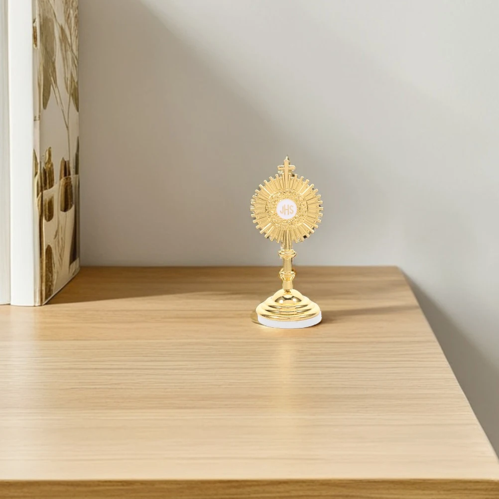 

4 Pcs with Base Religious Ornaments Mini Decorative Cross Zinc Alloy Catholic for Table