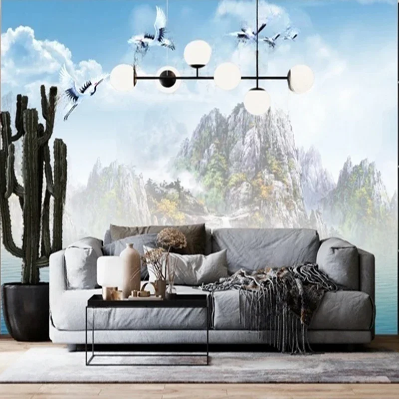Modern Landscape Wallpaper Custom Mural Mountain Lake Pattern Wall Art TV Sofa Living Room Home Decor Background Wall Coverings