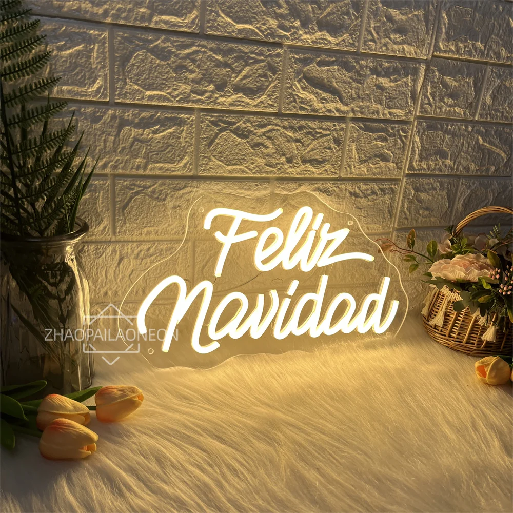 Merry Christmas Neon Led Sign Feliz Navidad Neon Lights for Kids Bedroom Christmas Decoration Party Caffee Wall Decor Gifts