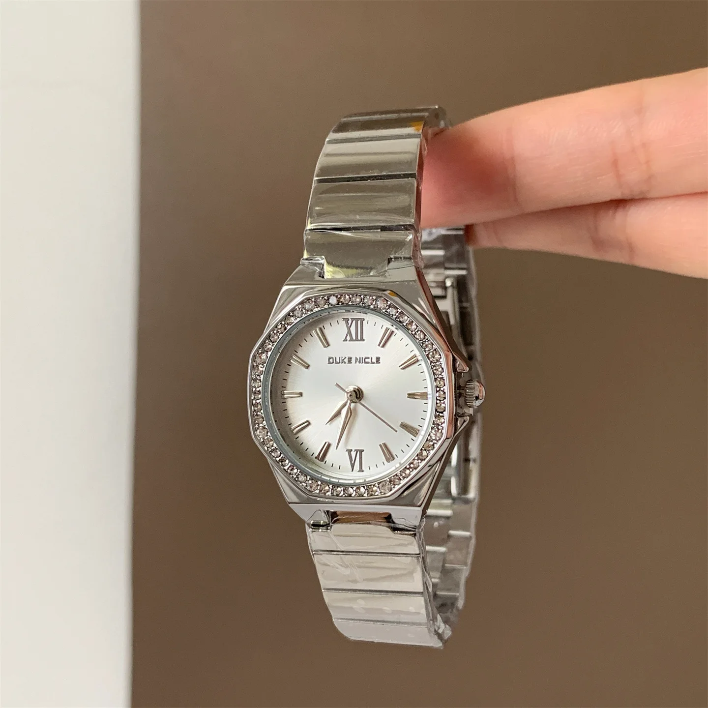 KAIRIS Women's Gold Tone Watch Rhinestone Bezel Roman Numeral Dial Elegant Bracelet Wristwatch for Women