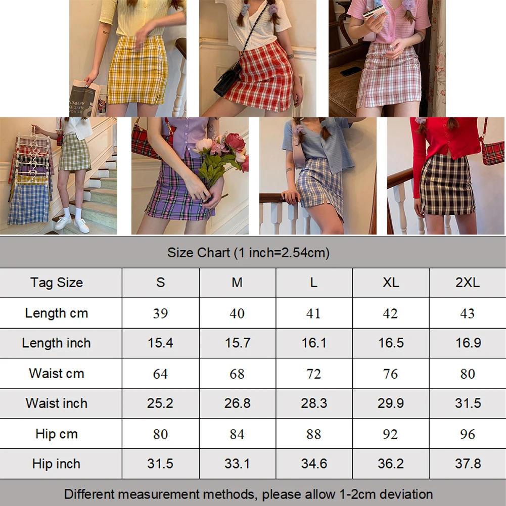 Women's Skirt Style Pleated Skirt Female Sweet Girl School Plaid Mini Skirt.