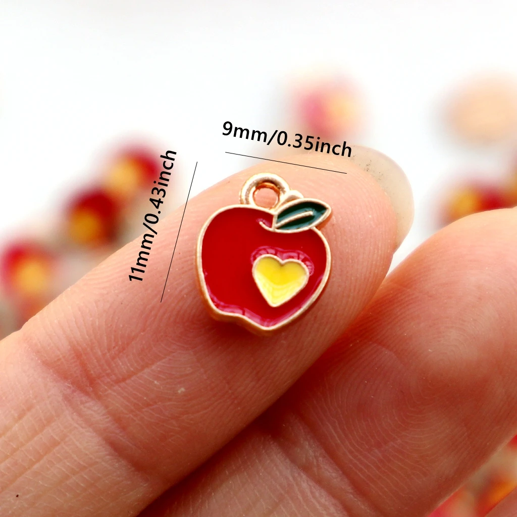 20pcs Adorable Apple Shaped Alloy Charms Classical Miniature Enamel Metal Pendant DIY Jewelry Making Necklace Bracelet Accessory