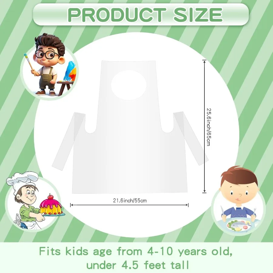 투명 방수 오일프루프 작업복용 일회용 플라스틱 앞치마 30개 유아의 미술 활동 요리 연습에 적합
