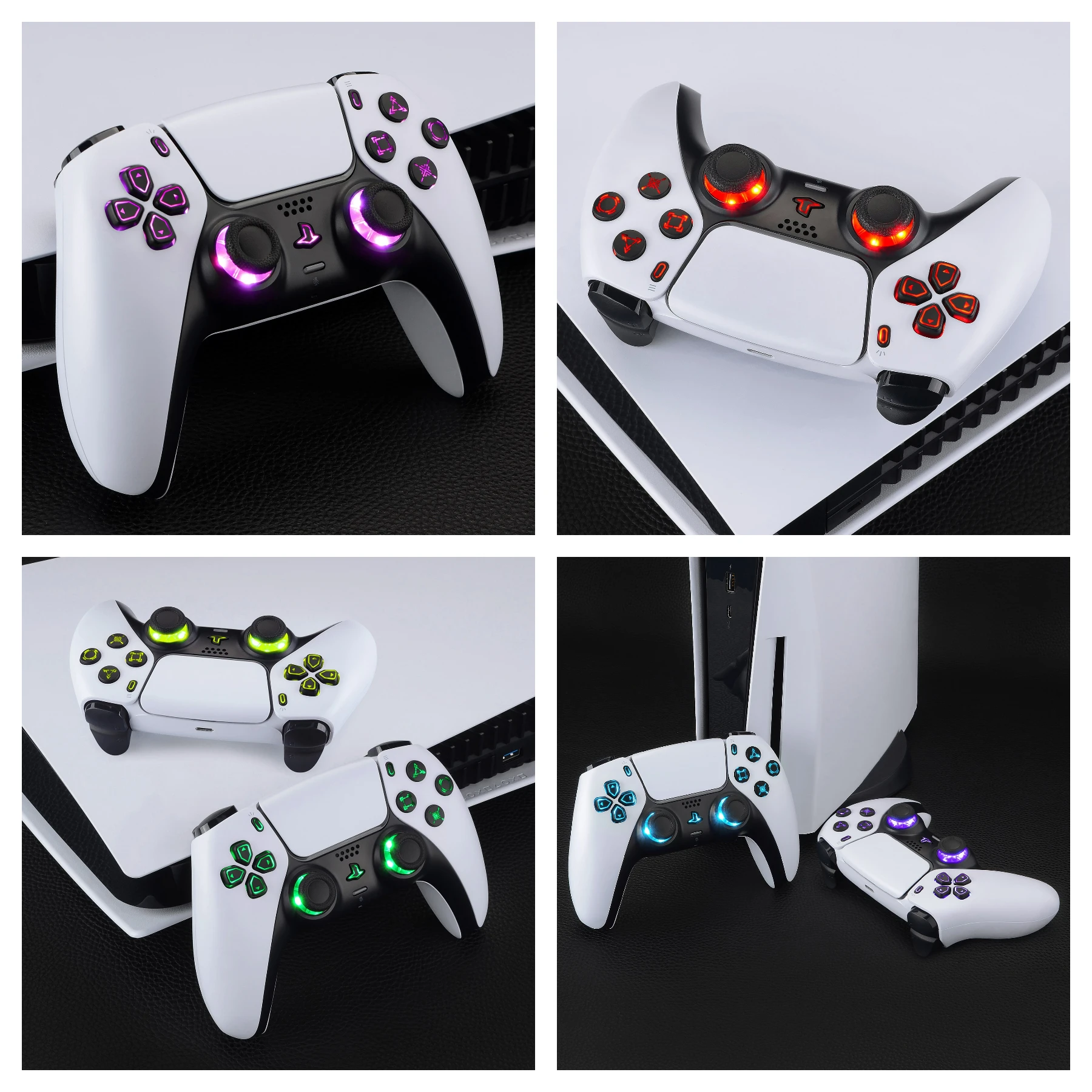 7 ألوان 9 أوضاع مضيئة Dpad Thumbsticks مشاركة أزرار الوجه المنزلية لوحدة تحكم ps5 BDM-030 & BDM-040 & BDM-050