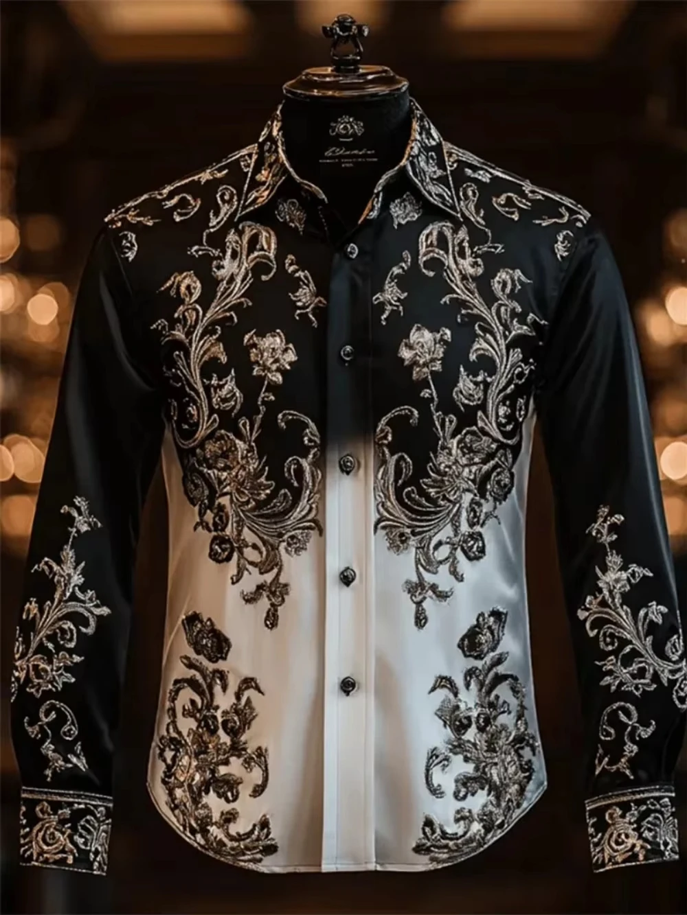 Camisa Masculina de Luxo com Estampa Floral de Leão Ocidental, Camisa de Botão de Manga Longa, Estilo Havaiano, Design Slim Novo