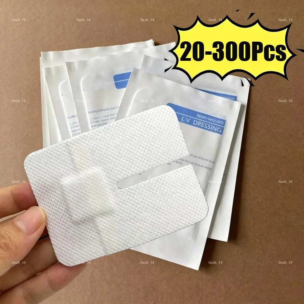 20-300Pcs 6cm*8cm IV Cannula Fixed Dressing Non Woven Film U Type Self Adhesive Wound Dressing No Sterile Individual Packaging