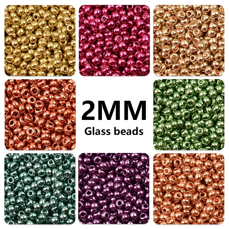 Approx.2000pcs 2mm Matellic Charm Seed Beads Czech Glass Beads DIY Bracelet Necklace Beads For Jewelry Making DIY Sewing Crafts