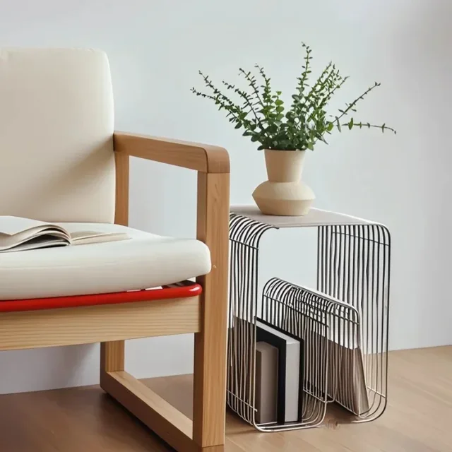 Modern Scandinavian Metal Coffee Table, Stylish Minimalist Style Side Table, with Storage Space for Living Room, Suitable for Magazines and Books 4