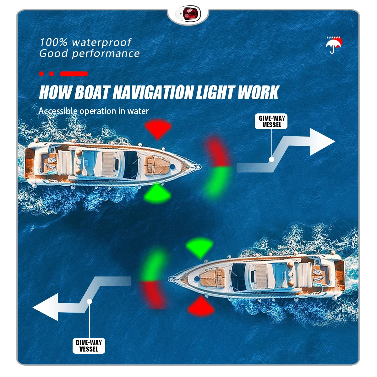 يخت الملاحة ضوء إضاءة مقاومة للماء البحرية السبر ضوء الملاحة ضوء الأحمر والأخضر البحرية ضوء 12 فولت 24 فولت 2 قطعة