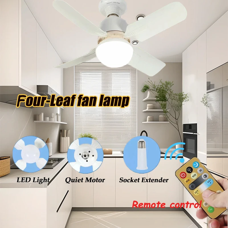 Ceiling Fan LED With Light Remote Control Dimmable E27 Base Modern Smart Wireless Fans Lighting For Bedroom and Living Room ﻿