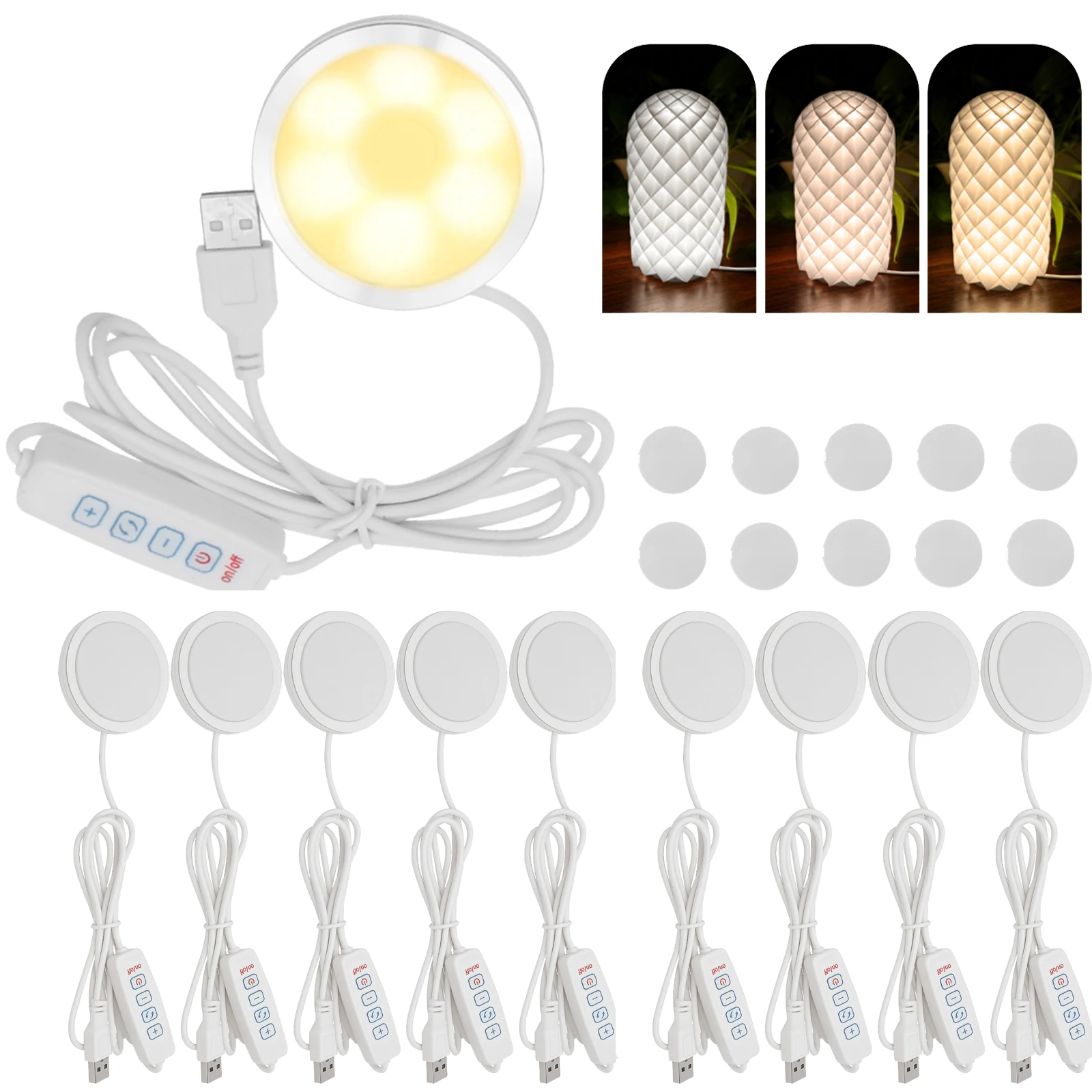 

Комплект светодиодных ламп (3/5/10 шт.) с 3 цветами, питанием от USB 5В, 3000K-6400K, теплый свет, регулируемая яркость, для 3D-печати и рабочих зон, для кабинета/офиса