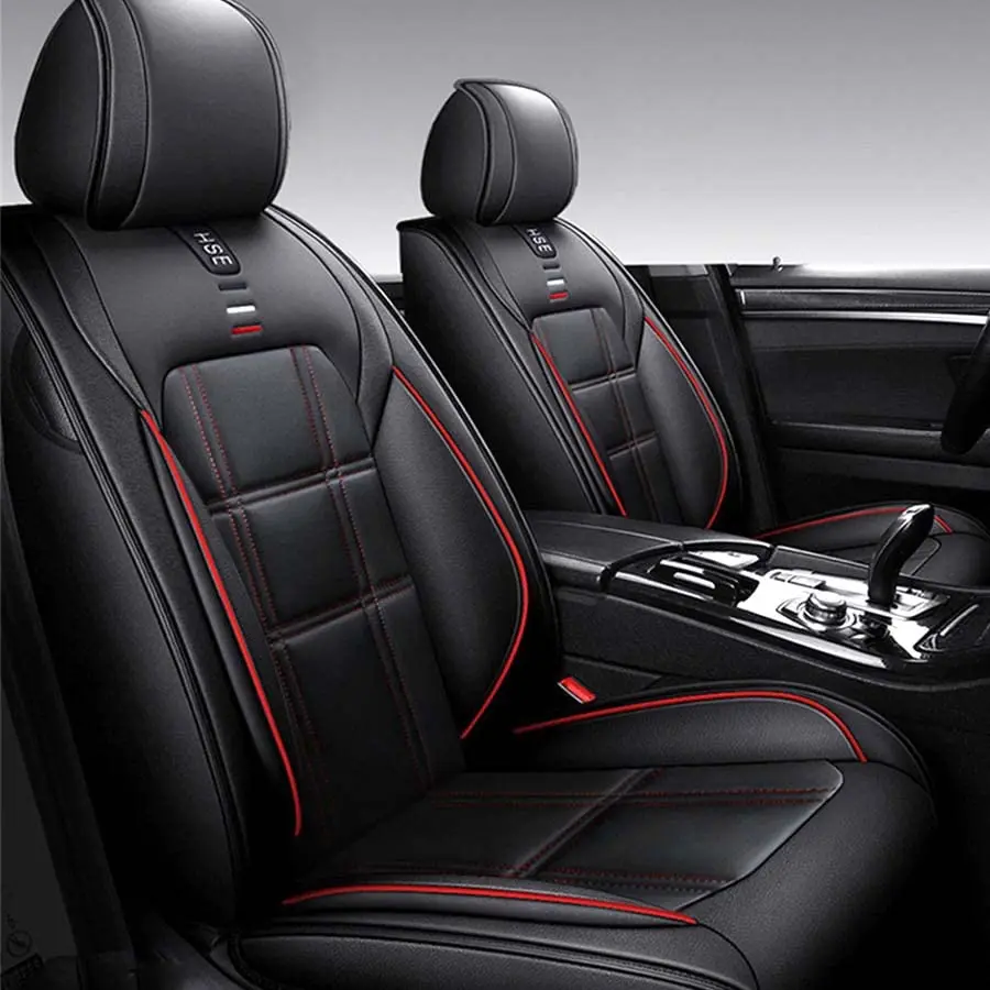 Black PU Leather 5-Seats Car Seat Covers Cushion Front & Rear Full Set Protector