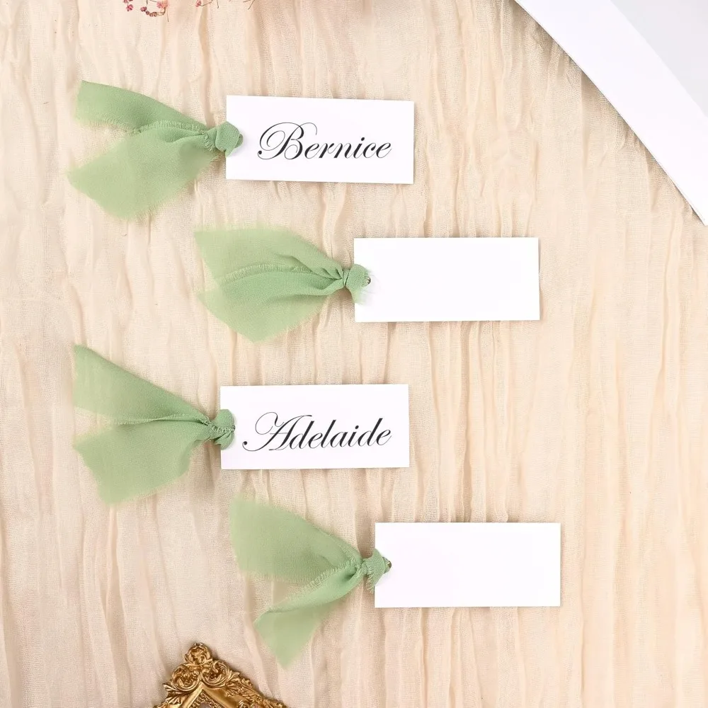 

60 шт. карточек для сервировки стола, карточек с именами стола с 3 рулонами лент с бахромой, 1,57 x 3,54 дюйма, подвесные подарочные бирки для Weddi