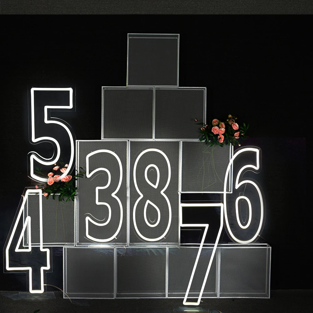 Numbers Neon Sign Used in Birthday Party Celebration Events Decor 30 Inches Free  Standing Dimmable LED Number Lights