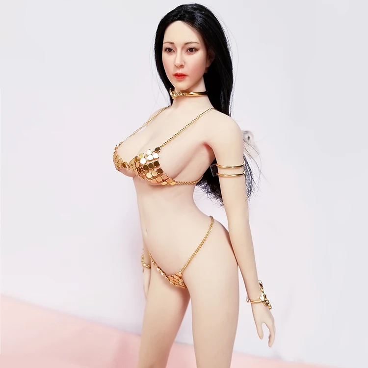 1/6 مقياس معدني بيكيني مثير الملابس الداخلية قلادة ورقة شكل سوار ملحق نموذج ل 12 "عمل الشكل PH دمية الثدي الكبيرة