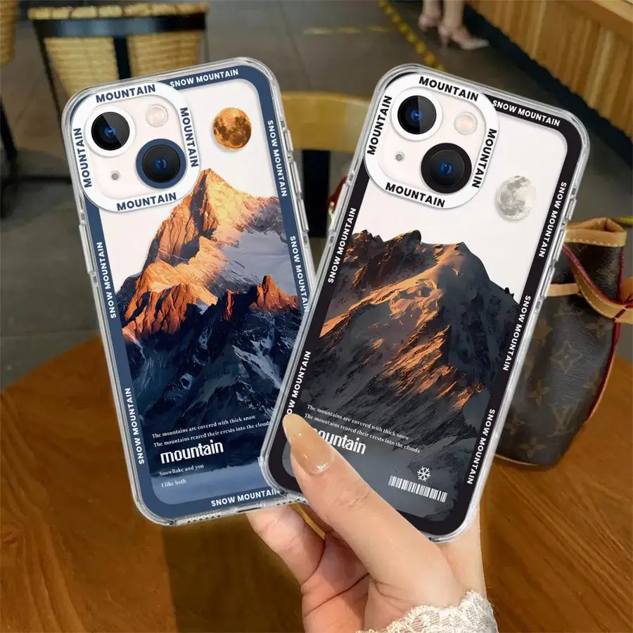 Sunst Mountain Phone Case for Apple iPhone 14 16 Pro 15 Pro Max 13 Mini 12 11 14 Plus SE 7 8 15 Plus XR XS MAX Clear Soft