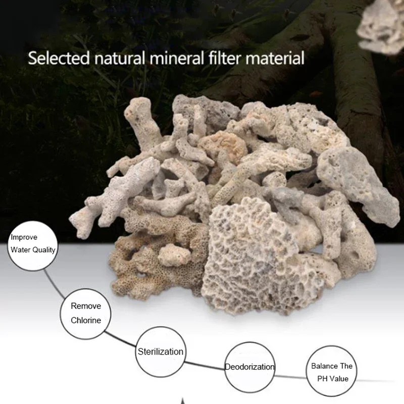 Big Size Aquarium Filter Media Natural Coral Bone Biological Filter with Free Filter Mesh Bag for Fish Tank Aquarium Accessories