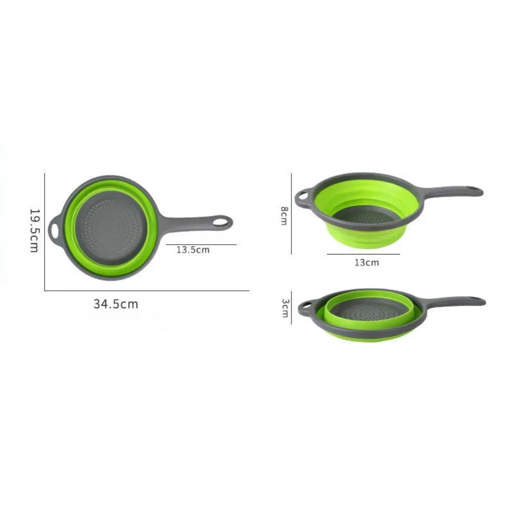 With Handle Silicone Colander Folding Feature Collapsible Design Collapsible Colander Draining Function Heat Resistant - view 4