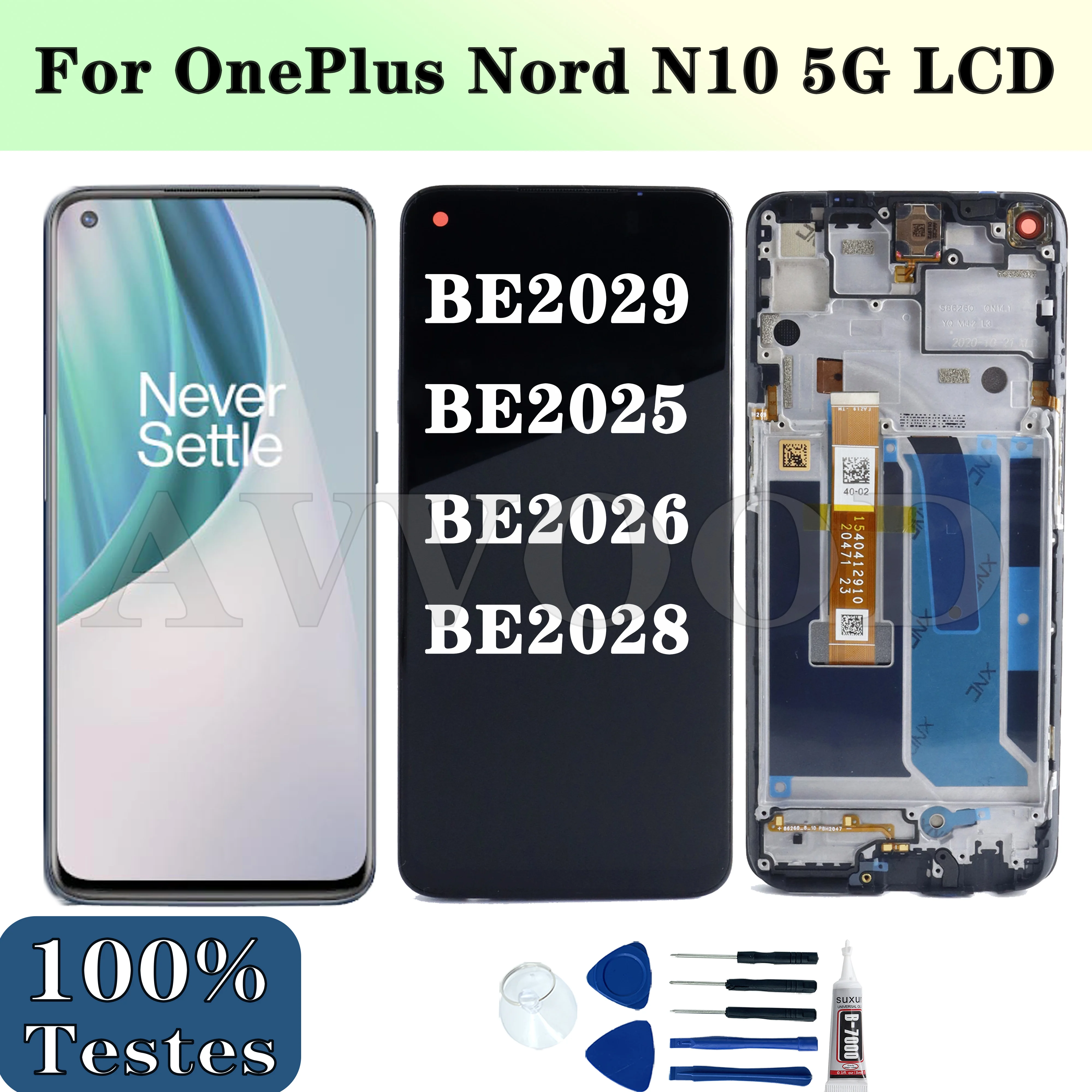 

Дисплей 6,49 дюйма для OnePlus Nord N10 5G LCD BE2029, сенсорный экран, сенсорный дигитайзер в сборе, замена для OnePlus Nord N10 с рамкой