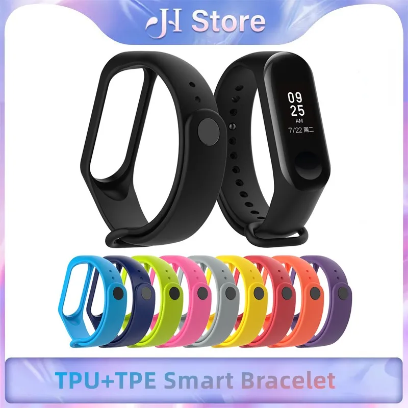 Ремешок силиконовый для Xiaomi Mi Band 3 4, спортивный браслет для наручных часов Xiaomi Mi Band 3 4 Mi Band 4 3