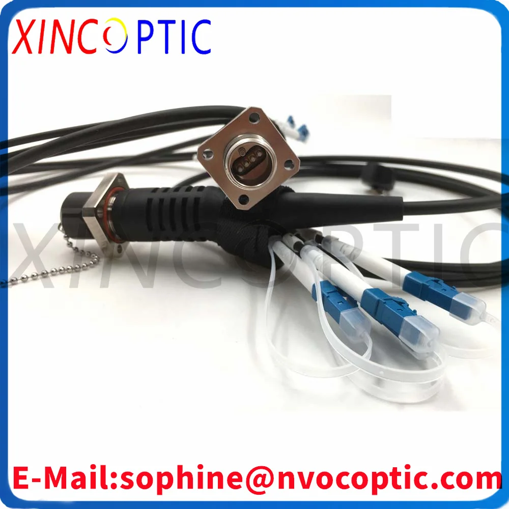 4Pcs SM,4Cores,G657A1,4.5mm,0.5M,ODC Square(Female) Socket Type to LC/FC/ST/SC 4C Armored Fiber Optical Patch Cord Connector