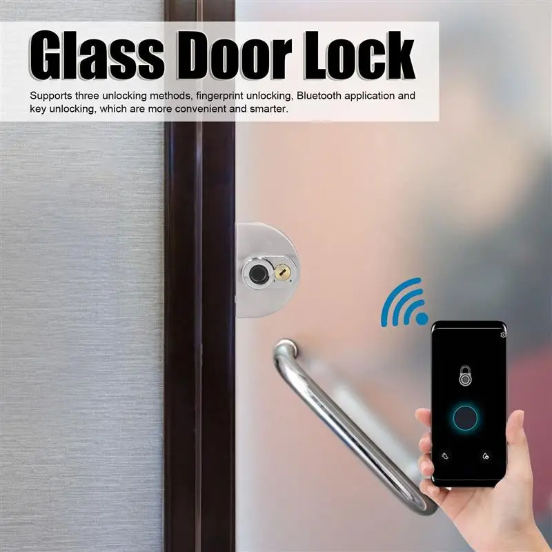 Electronic Smart Fingerprint Glass Door Lock for Home Office Glass Door 3.7V Lithium Battery, Smart Glass Door Lock