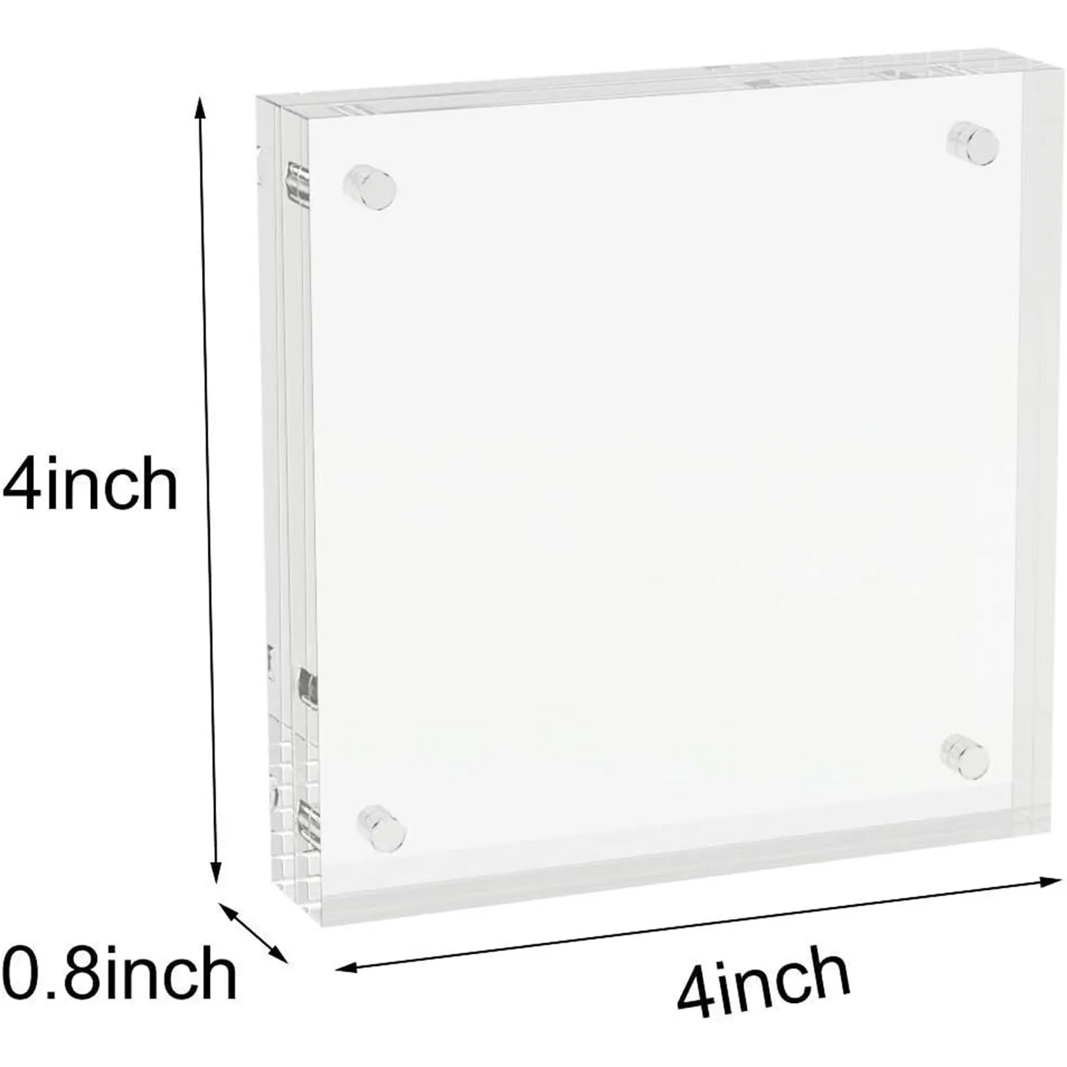 Acrylic Picture Frames 3 Pack,  Clear Picture Frames Freestanding Double Sided Magnetic AcrylicFrameless (4x4)