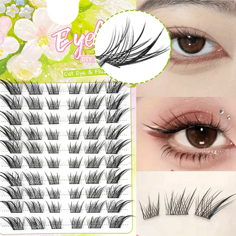 

Natural Segmented Glue Eyelash Extension Winged Individual Lashes Black Clustered Eyelash Friendly Natural Soft for Daily Makeup