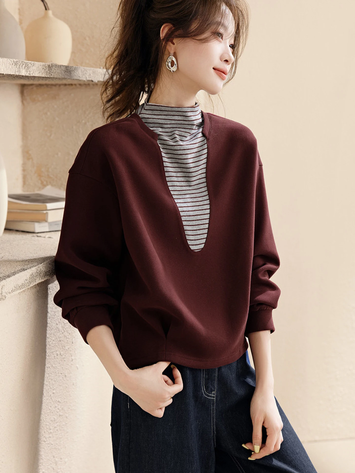 

Модный свитшот Ele Long Sleeve, базовый слой, женская осенняя одежда, высококачественный европейский бренд, для повседневной носки