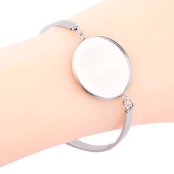 5pcs Stainless Steel 18mm 20mm 25mm Cabochon Bracelet Base Blanks Diy Bangle Bezel Setting Trays For Jewelry Making Supplies