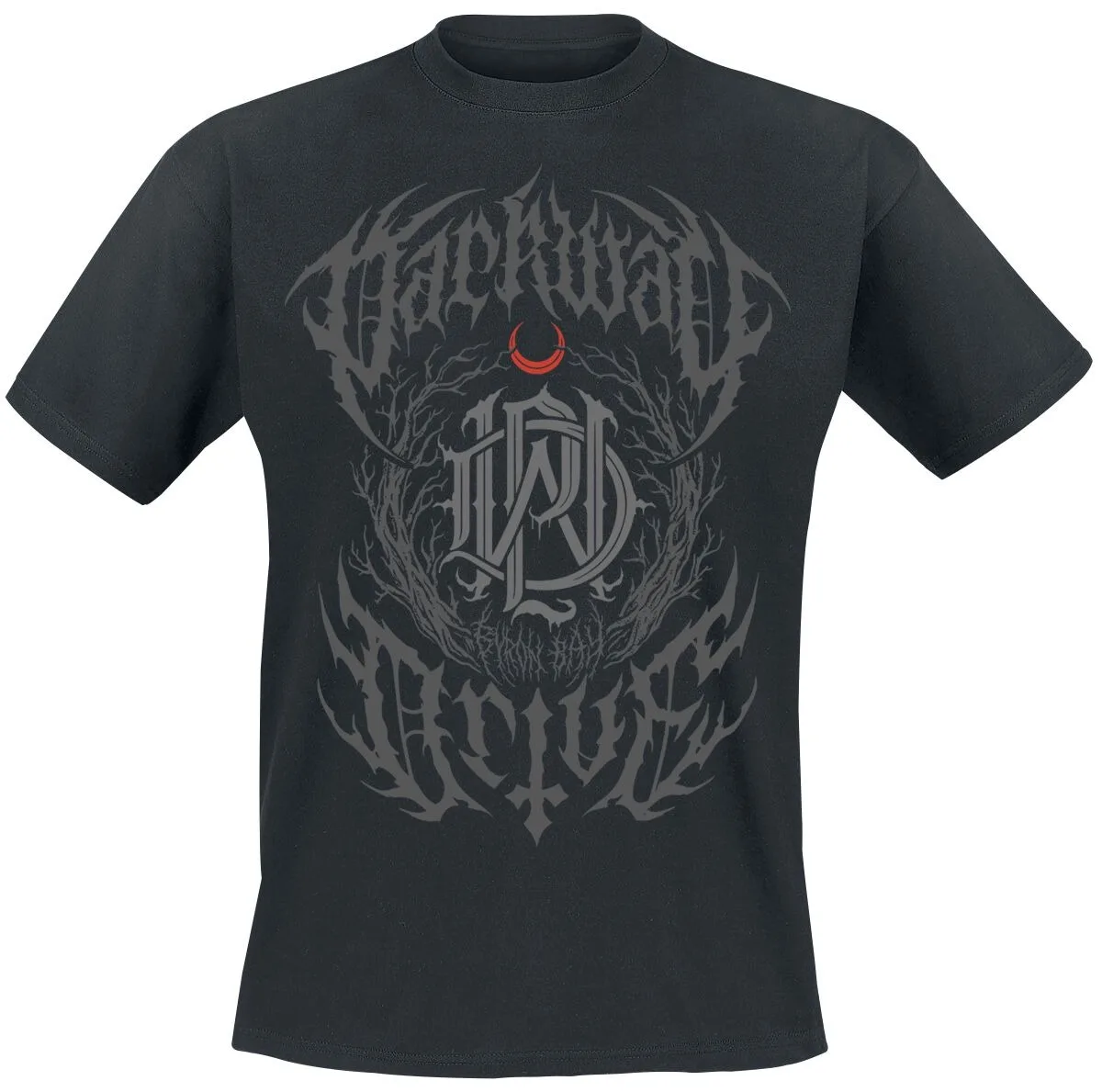 Blackbraid Thorn Crescent Moon Gothic Logo Print T Shirt, 100% Cotton Casual Neutral Tee, Black Metal Streetwear