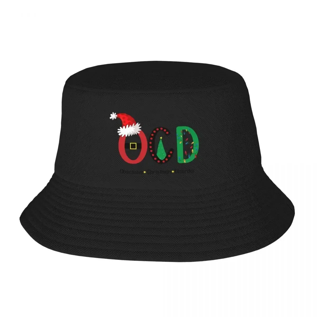 New Obsessive Christmas Disorder: A Jolly Holiday Art Bucket Hat Christmas Hats |-F-| Black Snap Back Hat Women's Cap Men's