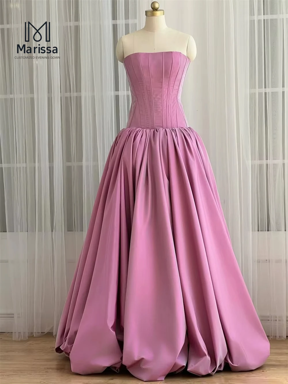 Marissa Elegant Prom Dresses Luxury Women's Elegant Party Dress A-line Satin Custom Made Off-shoulder Lotus Skirt Ball Gown 2025