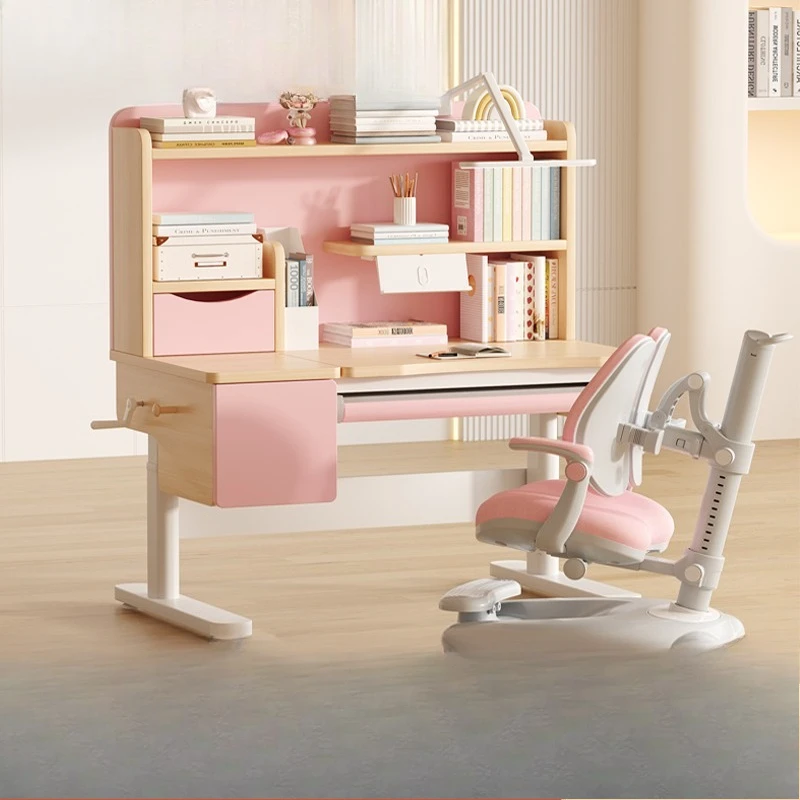 

Children's study table Lifting home desk Primary and secondary school students Writing homework set Solid wood class