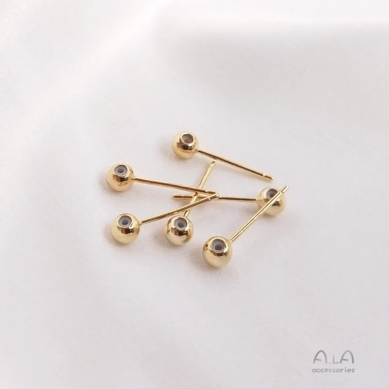 

14K Light Gold 18K Gold Rubber Bead Earrings Silicone Adjustable Earrings Handmade DIY Earring Jewelry Making Accessories