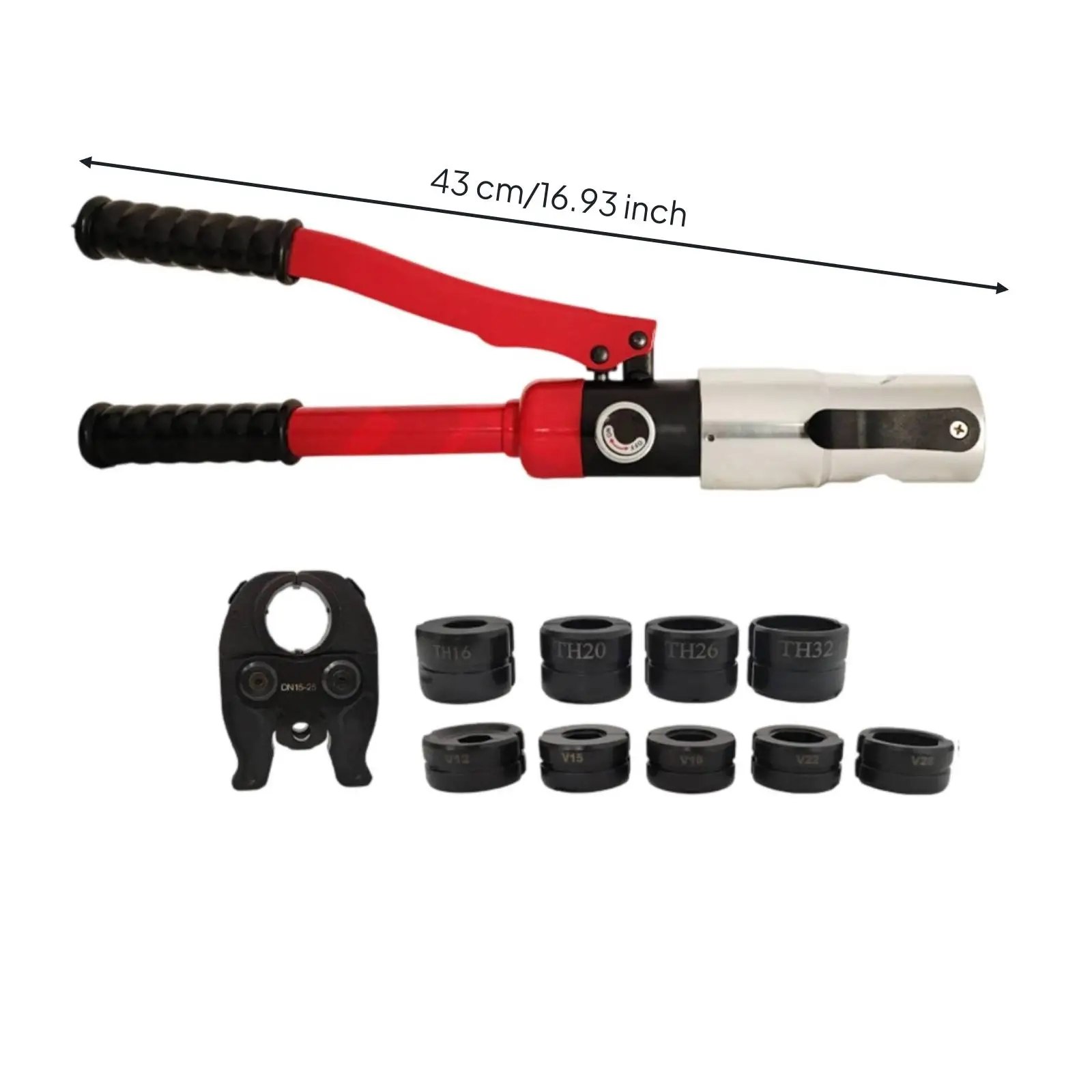Manual Hydraulic Crimper Heavy Duty Hand Operated Pipe Press Tool with 30mm Stroke for Plumbing Fittings