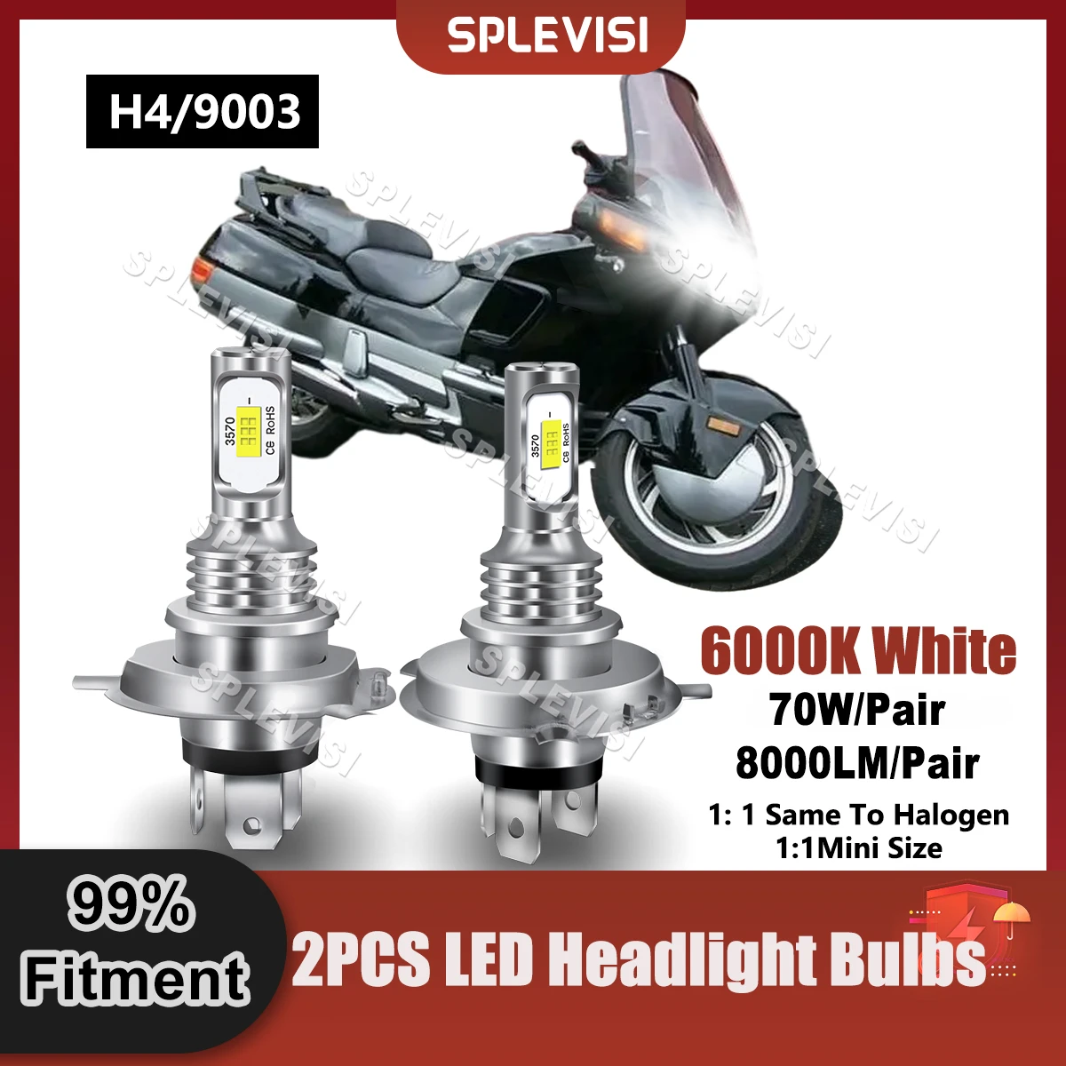 SPLEVISI LED Headlight H4/9003 Bulbs 8000LM 70W For Honda VT750CD2 A - SHADOWAMERICAN CLASSIC EDITION 750 DELUXE 1998 Moto Light